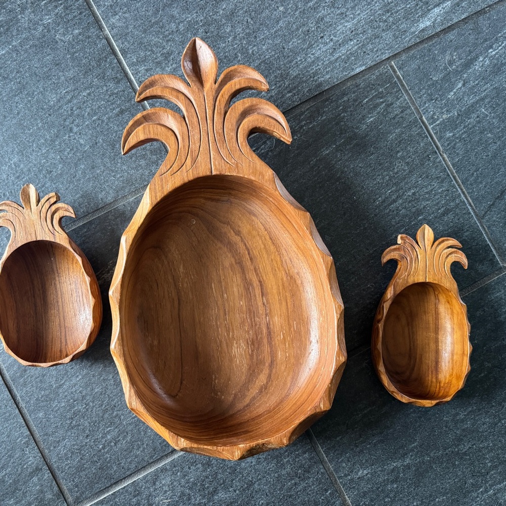 Handcrafted Wooden Pineapple Serving Bowls